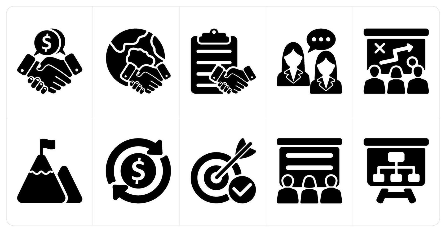 Set of 10 business icons as business deal, global business deal, agreemen vector