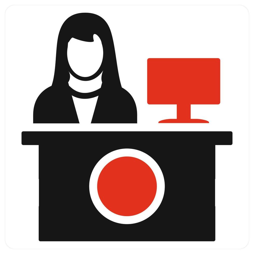 Receptionist icon concept in red vector