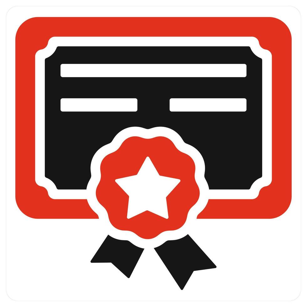 Certificate icon concept in red vector