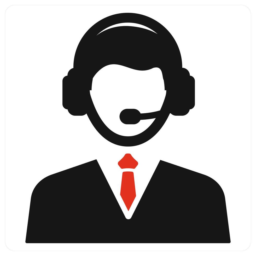 Customer support icon concept in red filled vector