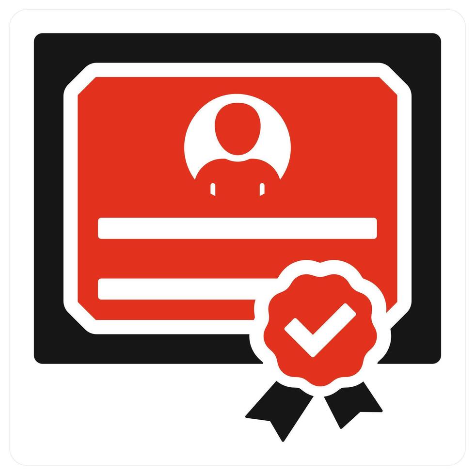 Certificate icon concept in red filled vector
