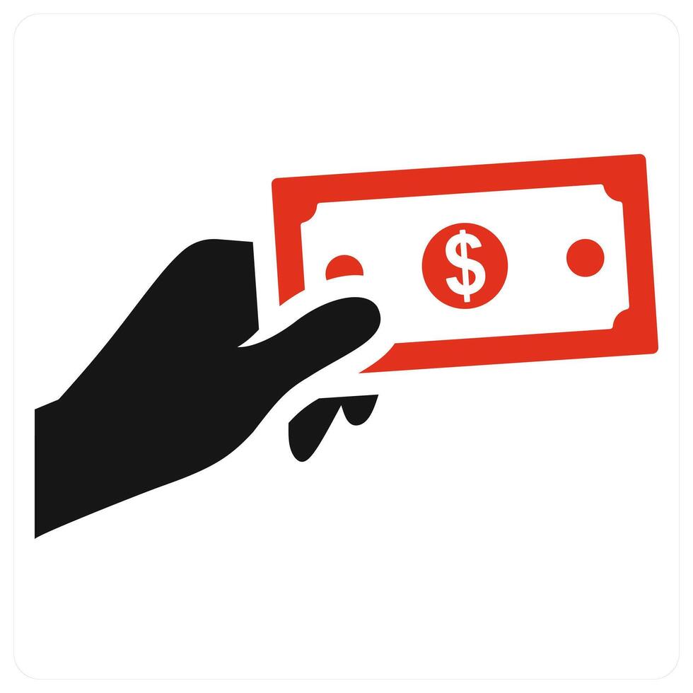 Cash In Hand icon concept in red vector