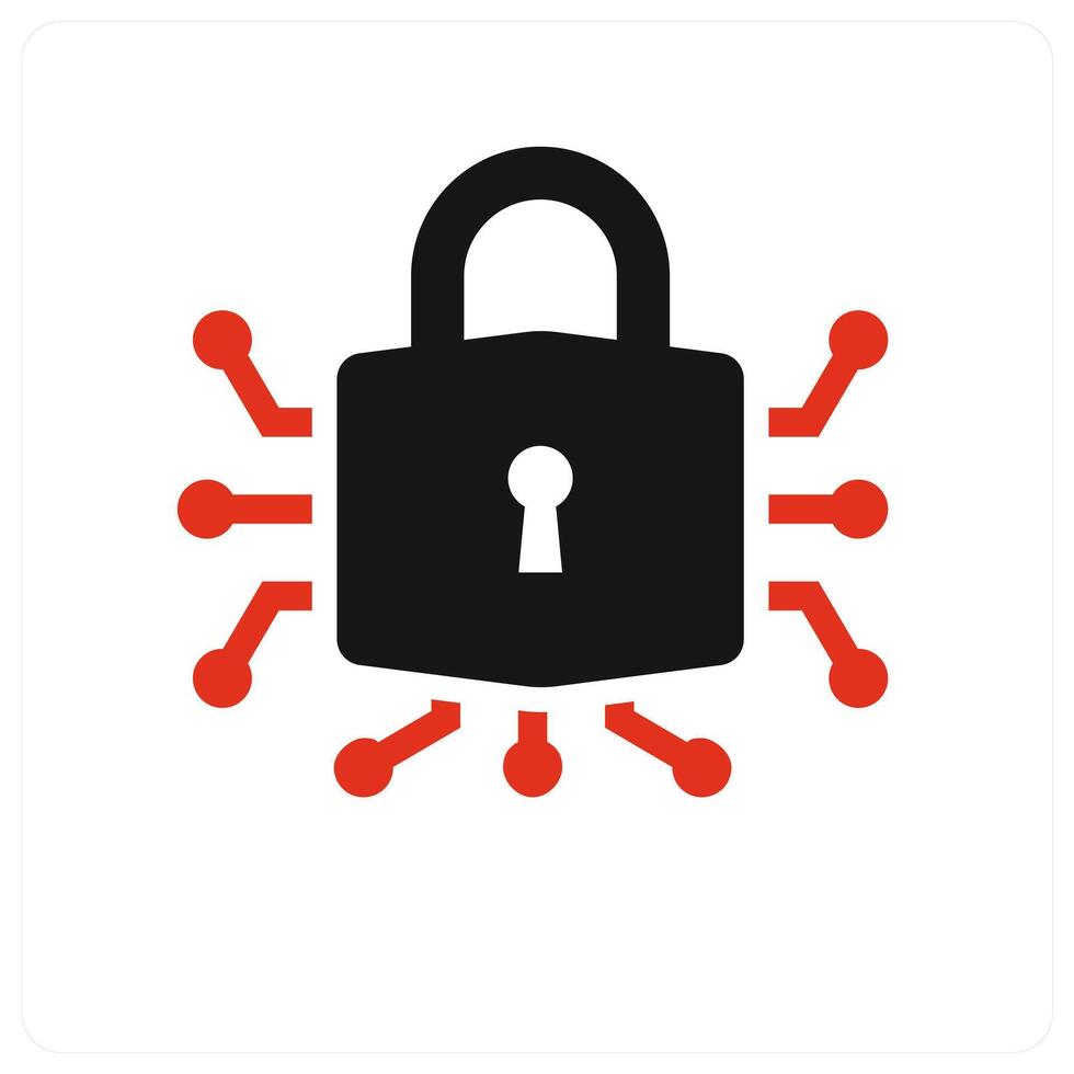 Lock and security icon concept in red color vector