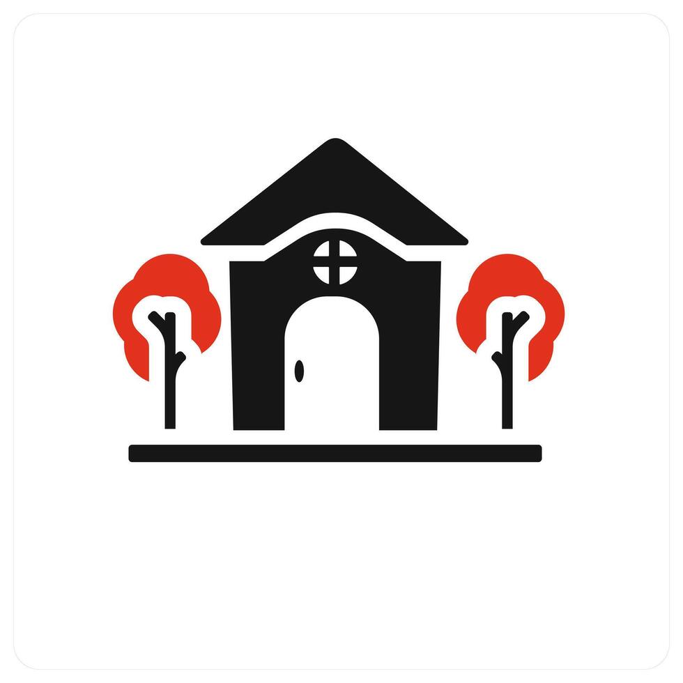 Real Estate icon concept in red filled vector