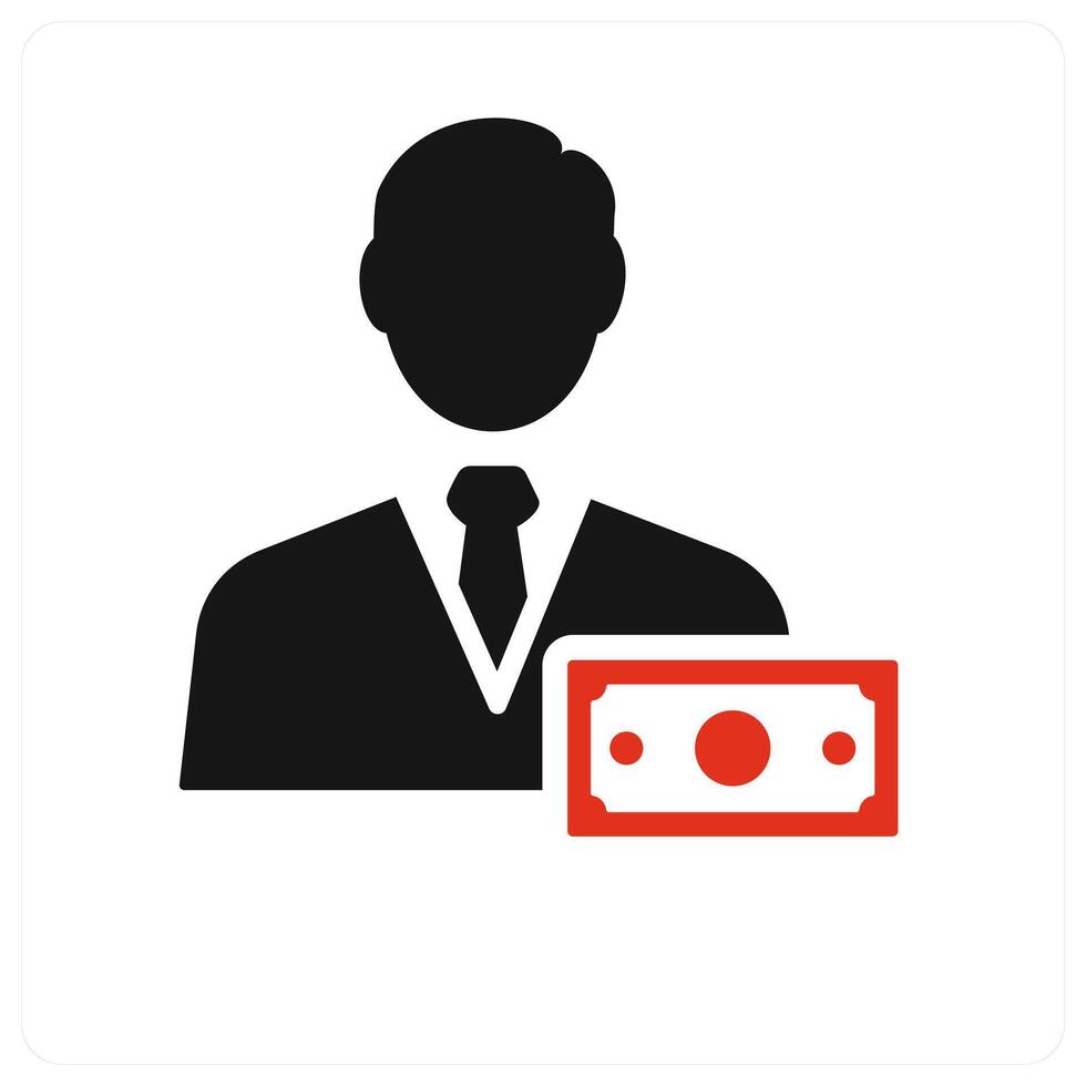 Accountant icon concept in red filled vector
