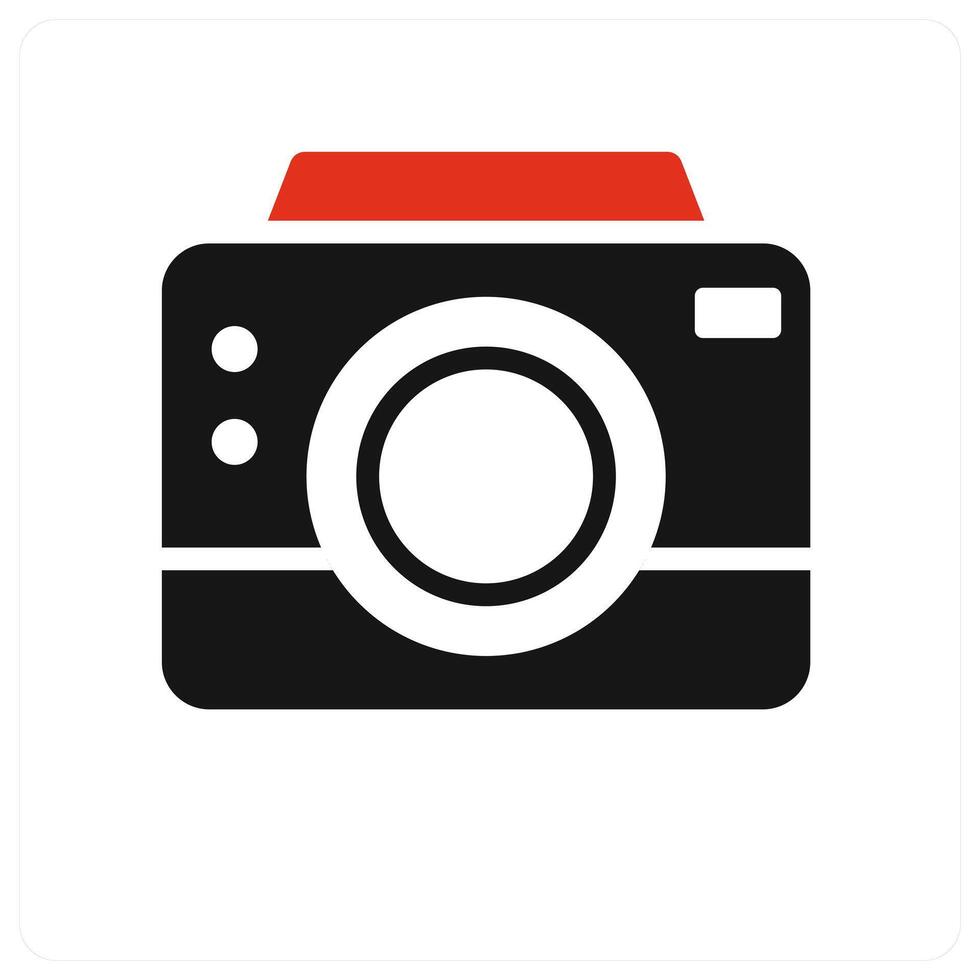 Camera icon concept in red vector