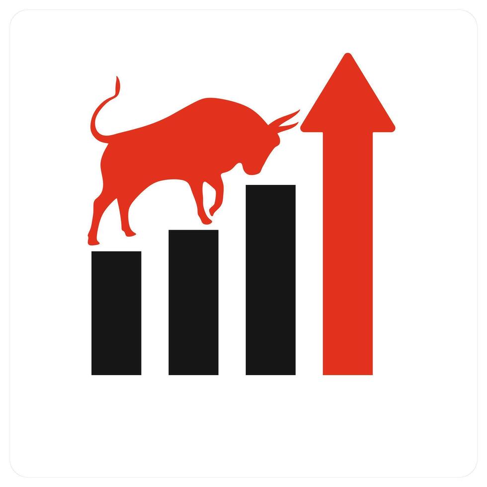 Business Growth icon concept in red filled vector