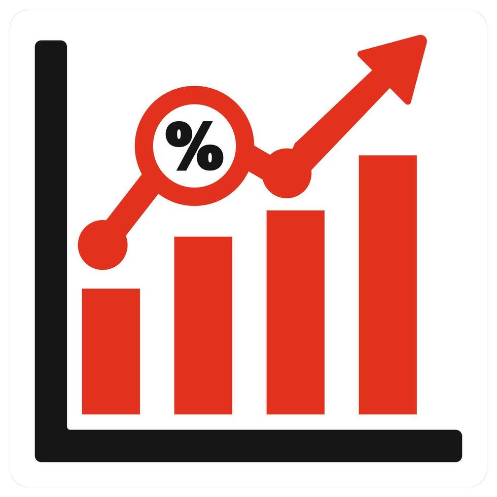 Business Growth icon concept in red color vector