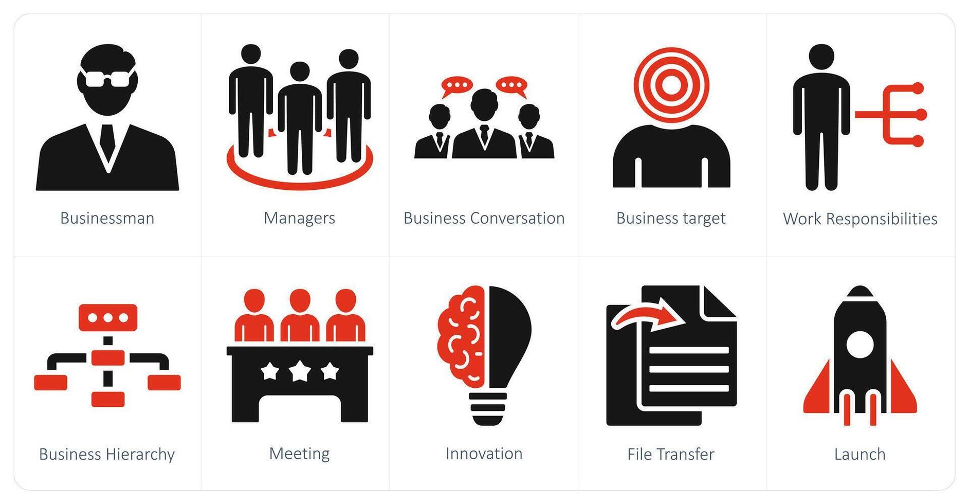 Set of ten 10 mix icons as businessman, managers, business conversation vector