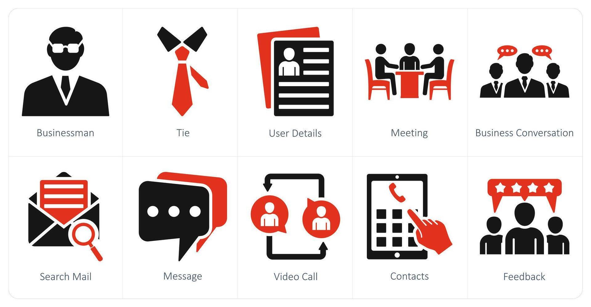 Set of ten 10 mix icons as businessman, tie, user details vector