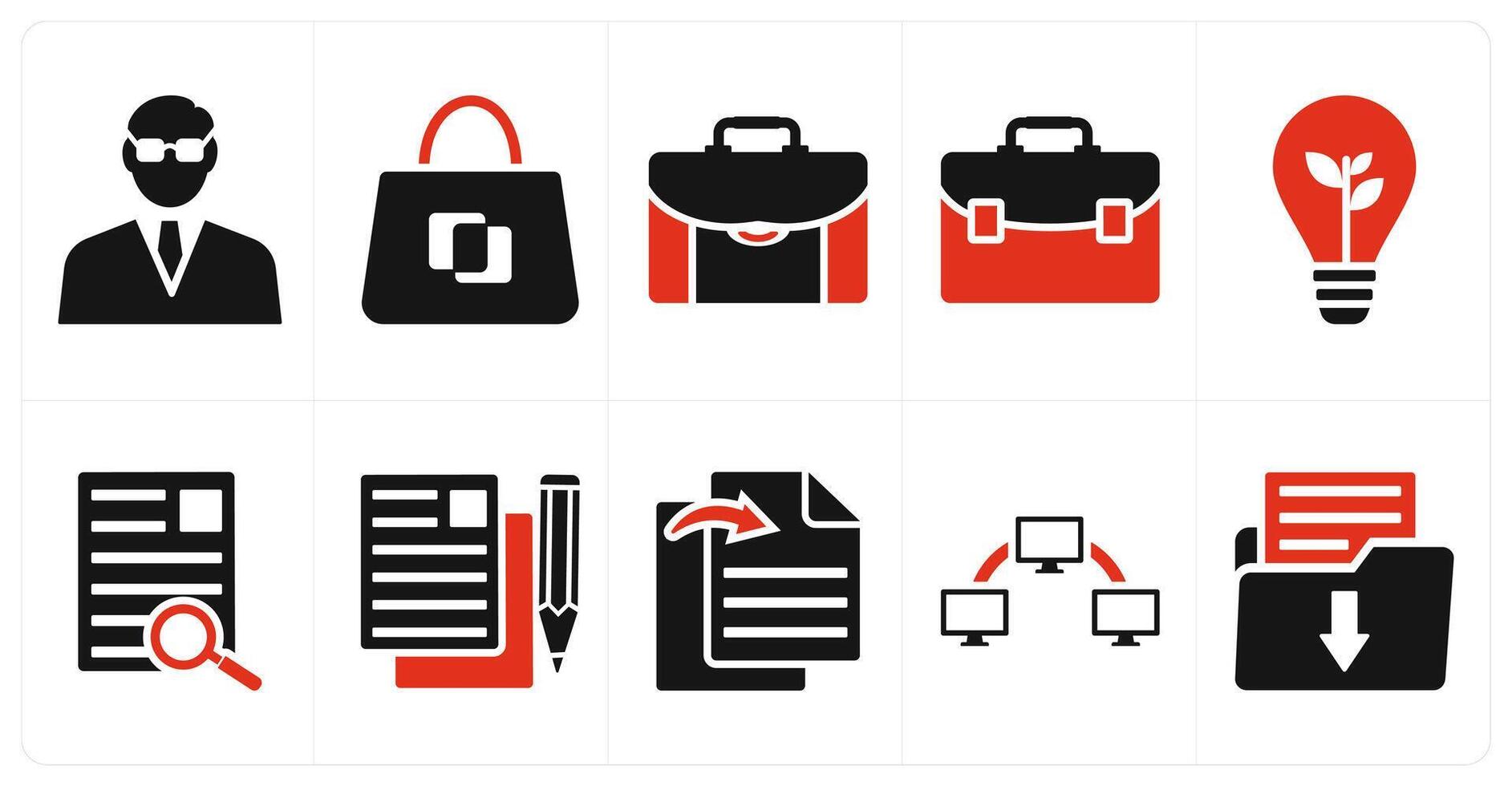 Set of ten 10 mix icons as businessman, business bag, briefcase vector