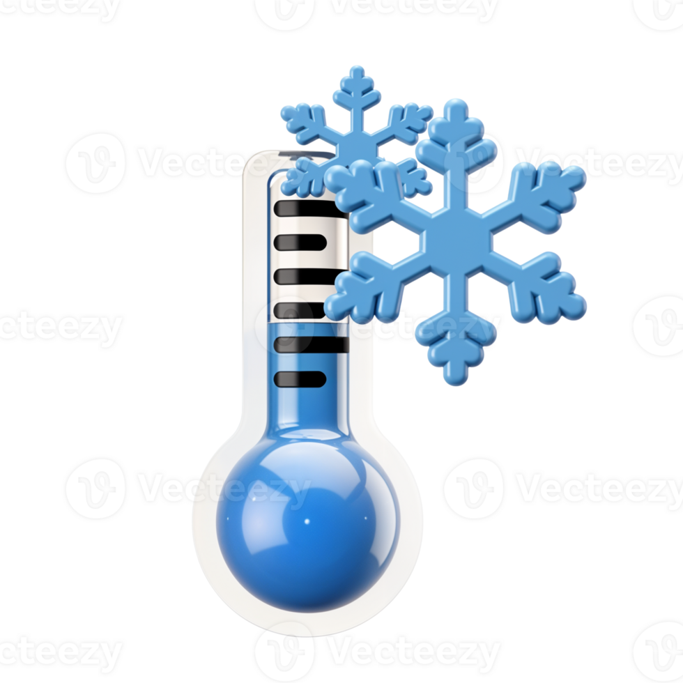 Temperature gauge with snowflakes indicating cold weather conditions png
