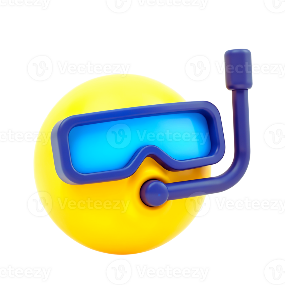 A yellow ball with goggles and a scuba mask png