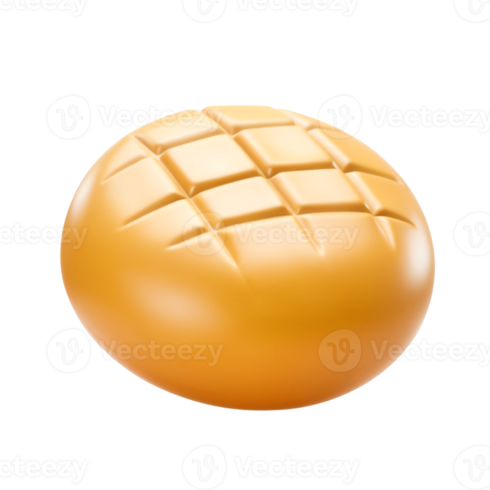 Soft golden bread roll with a textured surface on display png