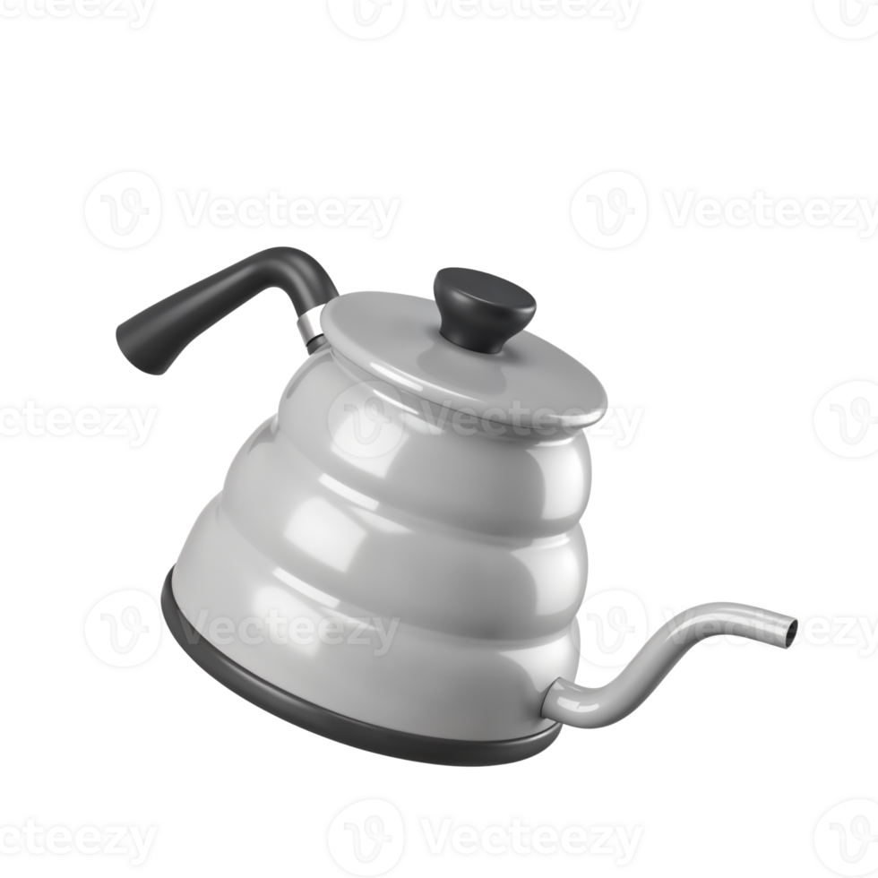 Unique gray kettle with modern design for brewing tea and coffee png