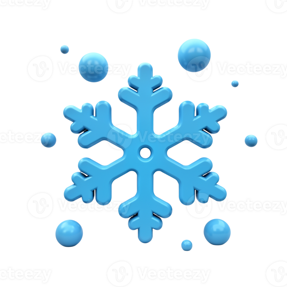 Bright blue snowflake design with circular elements and texture png