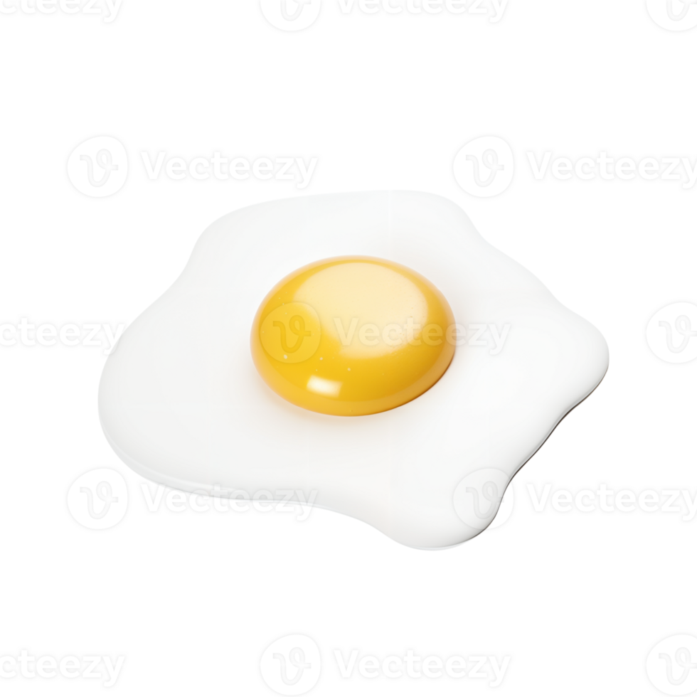 Fried egg on a white plate in a kitchen setting png