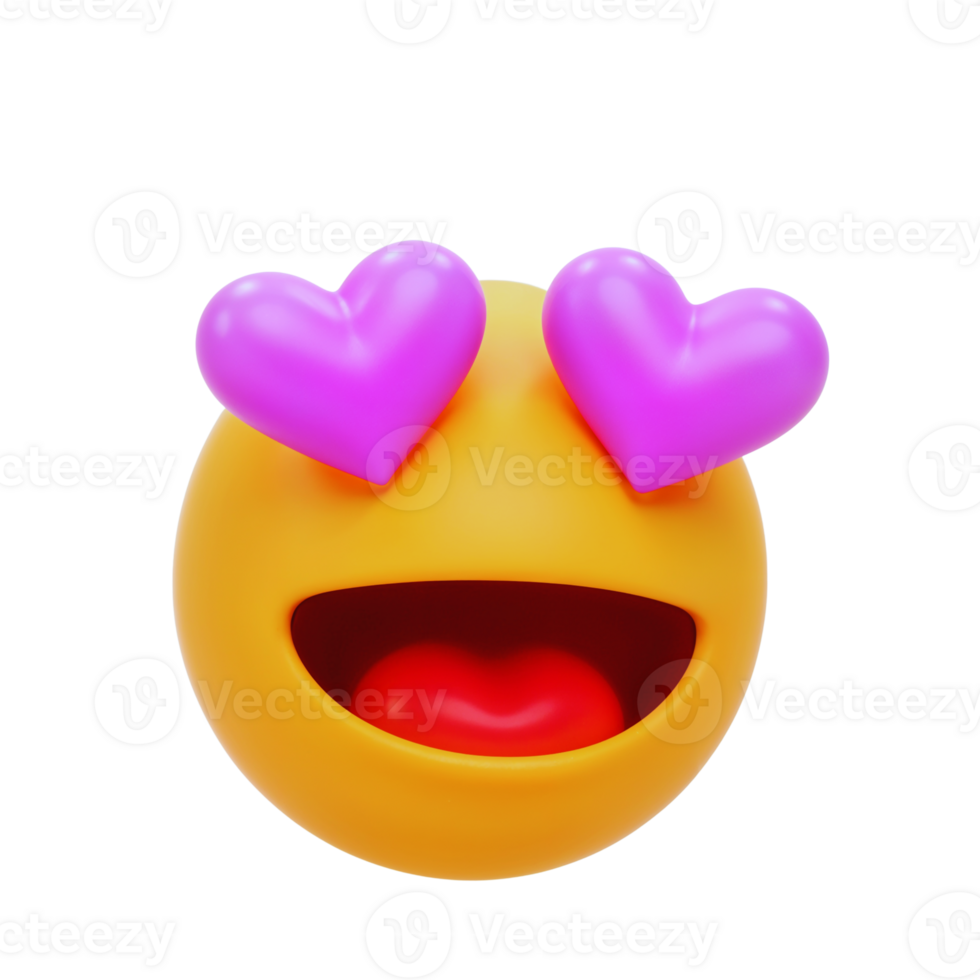 A yellow emoticion with hearts on it png