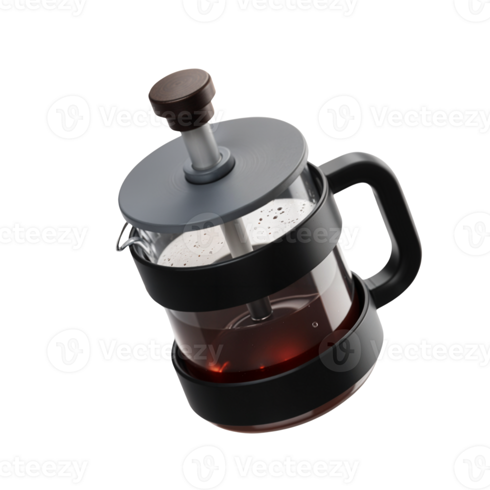French press coffee maker with a modern design on a light background png