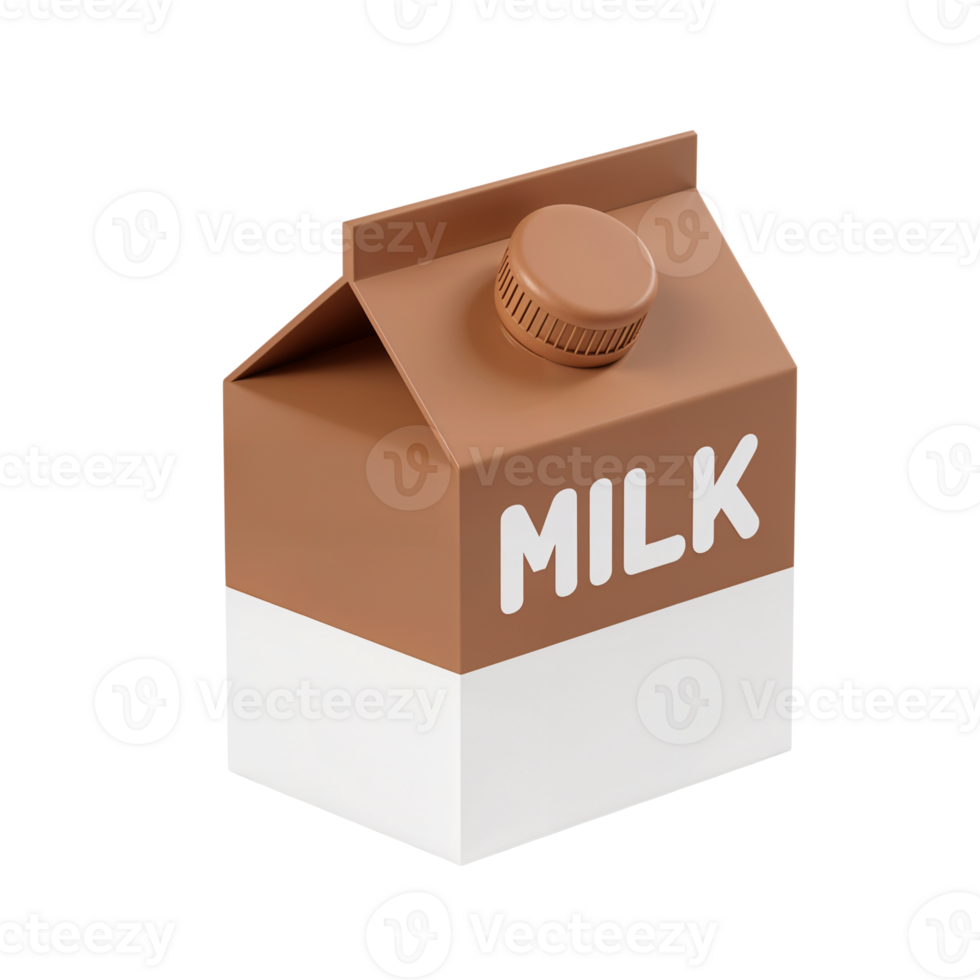 Brown carton of milk placed on a clean surface in bright light png