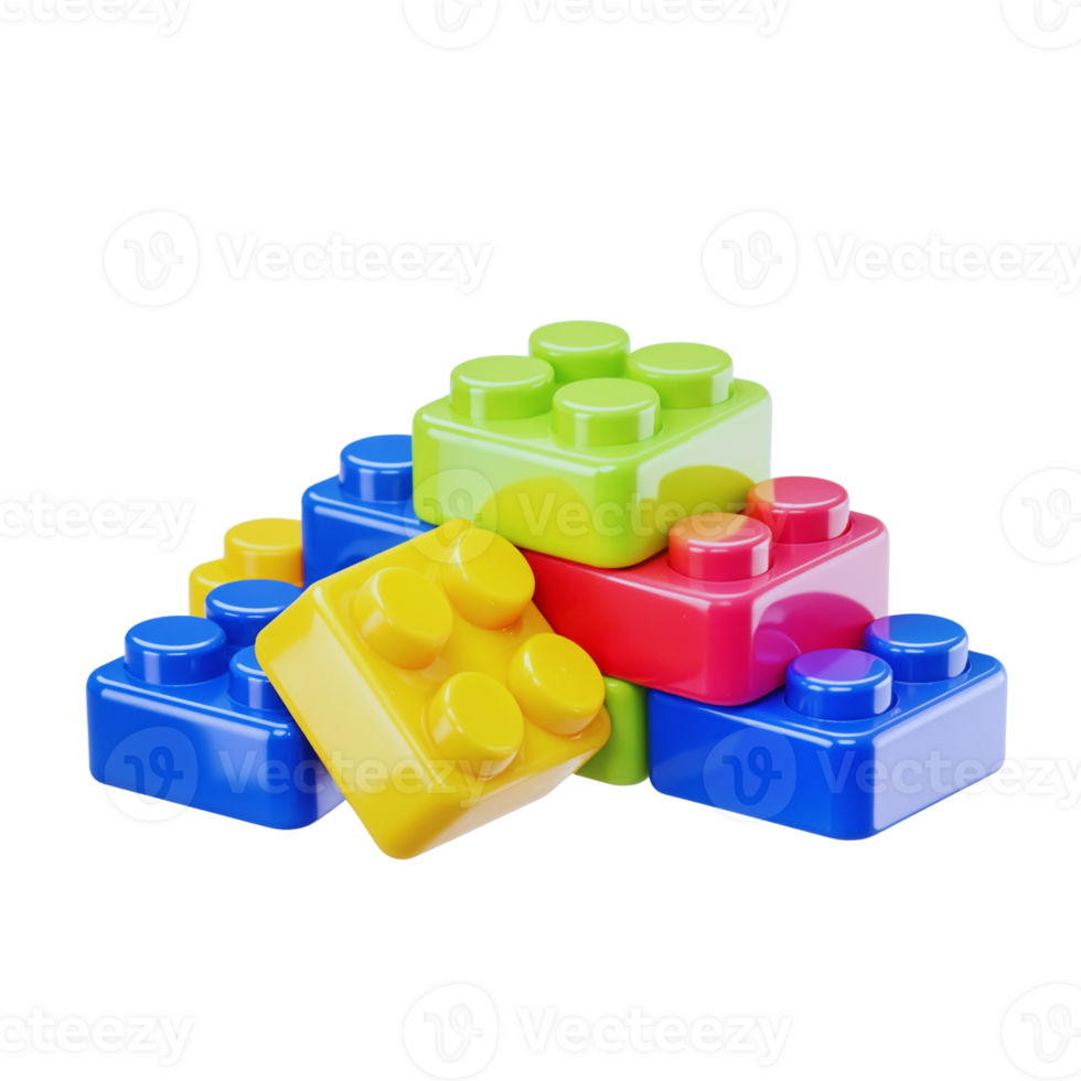 Colorful building blocks arranged in a playful stack png