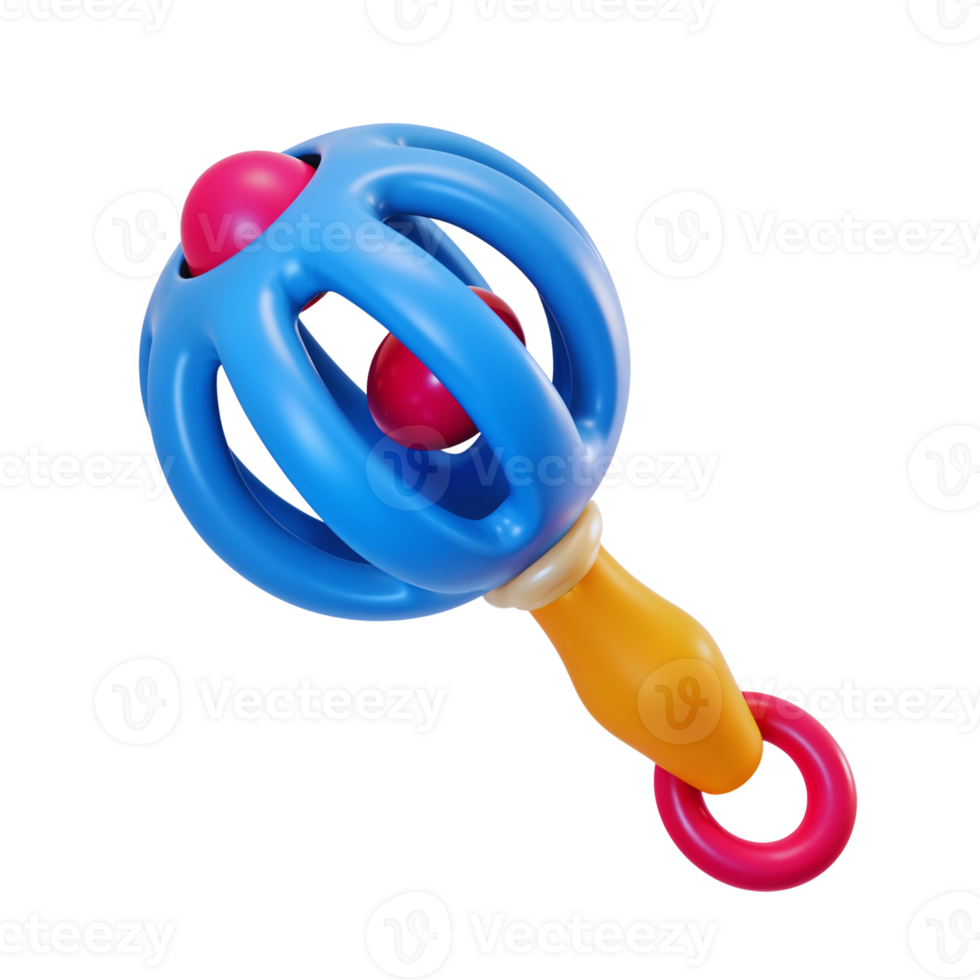 Colorful baby rattle designed for infant sensory play and development png