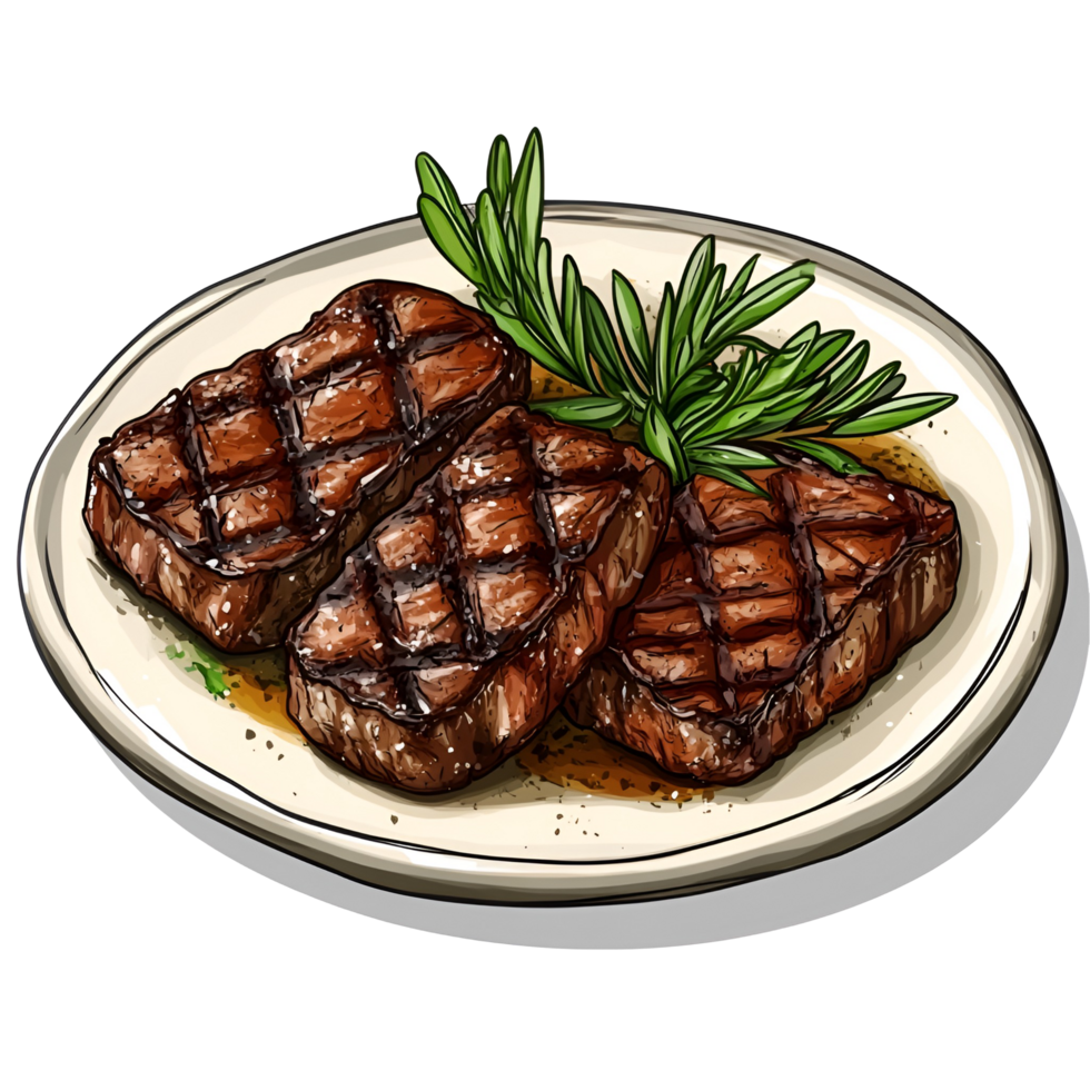 Grilled steak with rosemary png