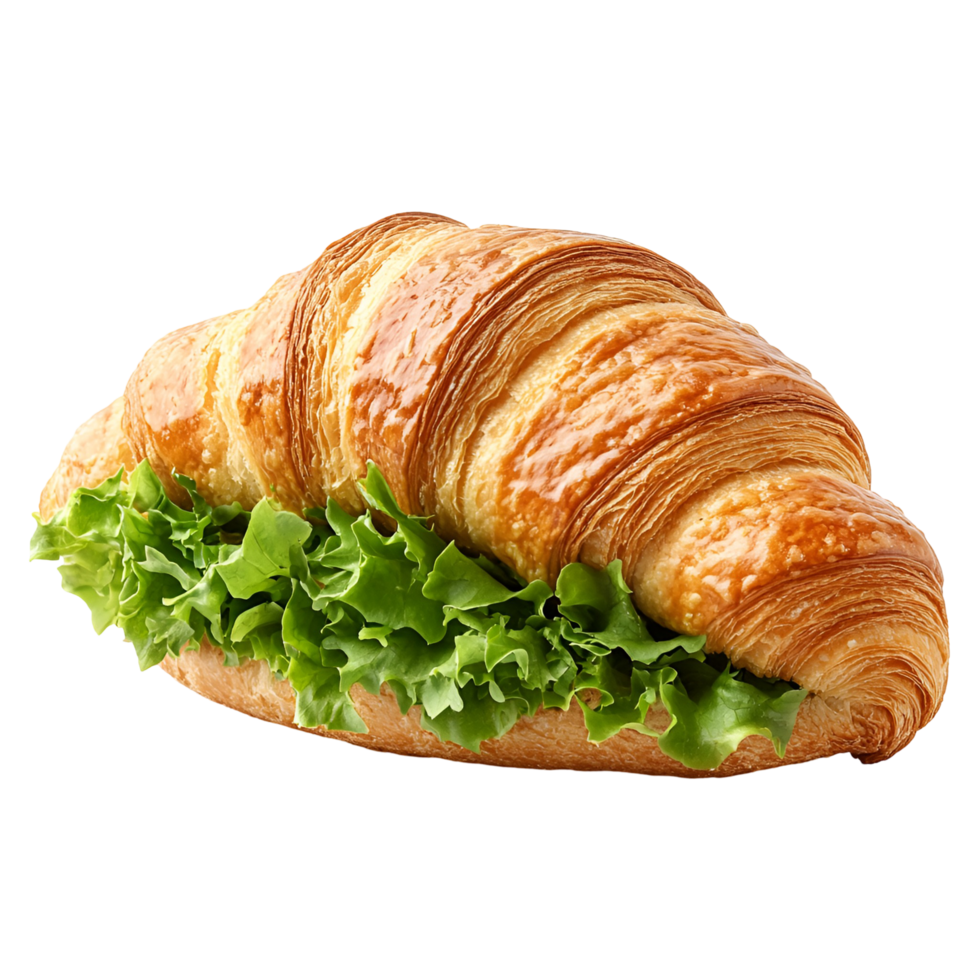 Croissant sandwich with lettuce and tomato png