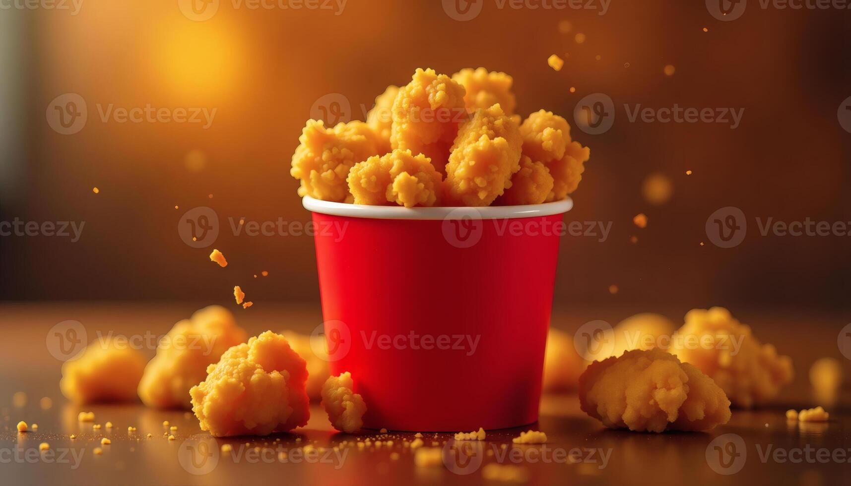 Crispy Chicken Nuggets Overflowing from a Red Cup photo