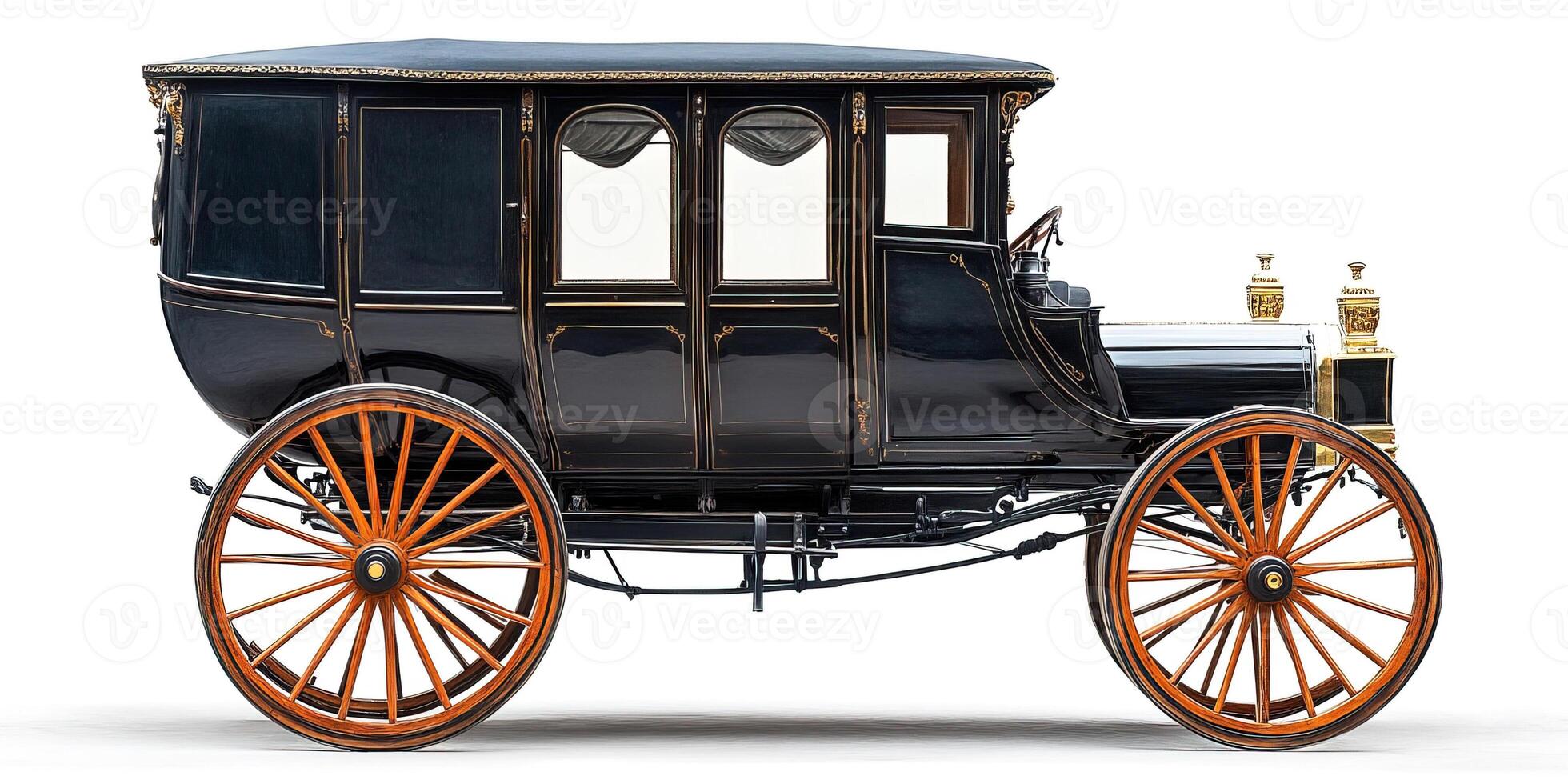 Elegant antique carriage with a classic design isolated on a white background photo