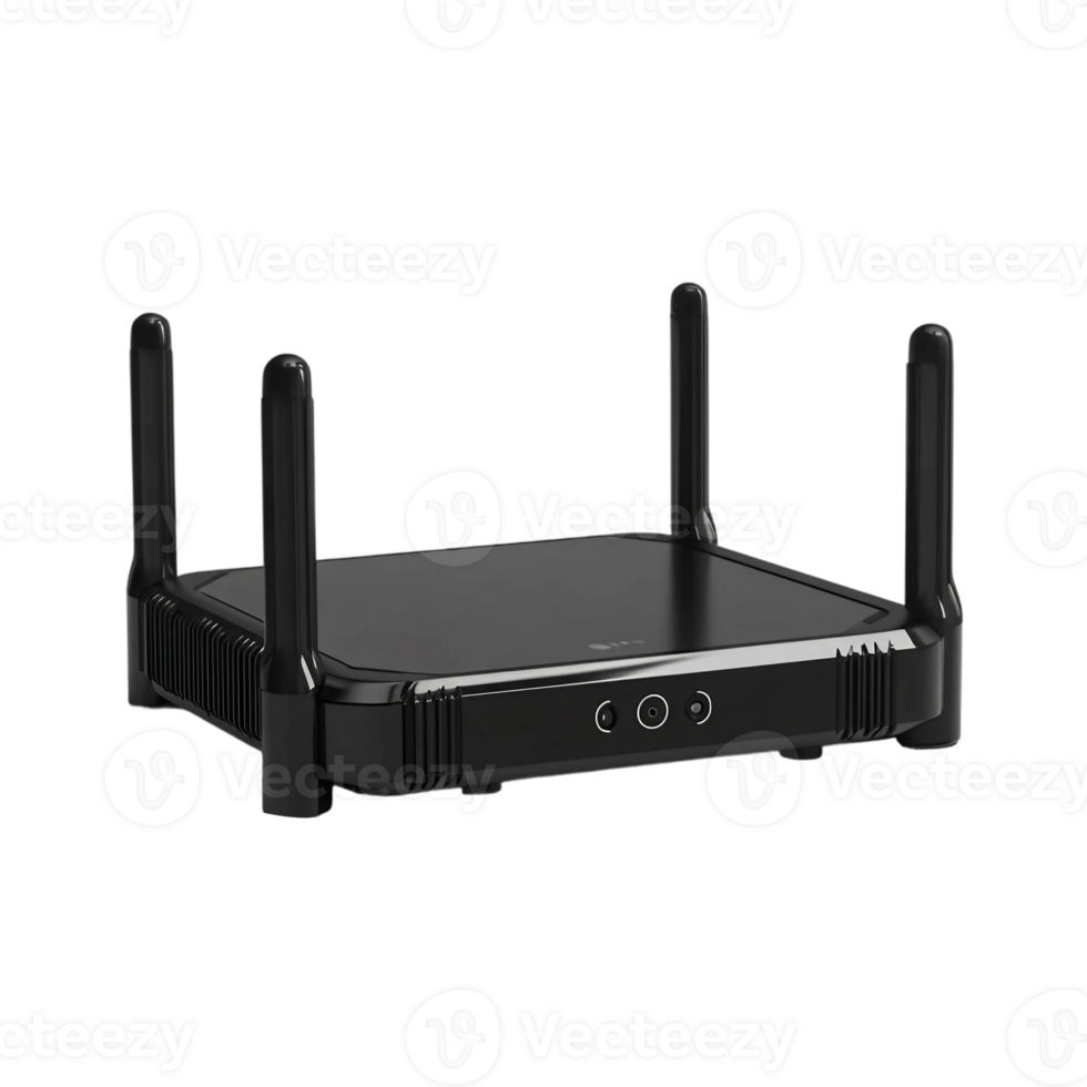 Modern AI Router in Monochrome Isolated on Transparent Background png