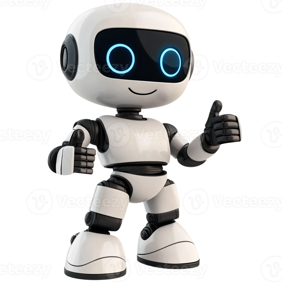 Smiling Robot Hand Gesture on Transparent Background png
