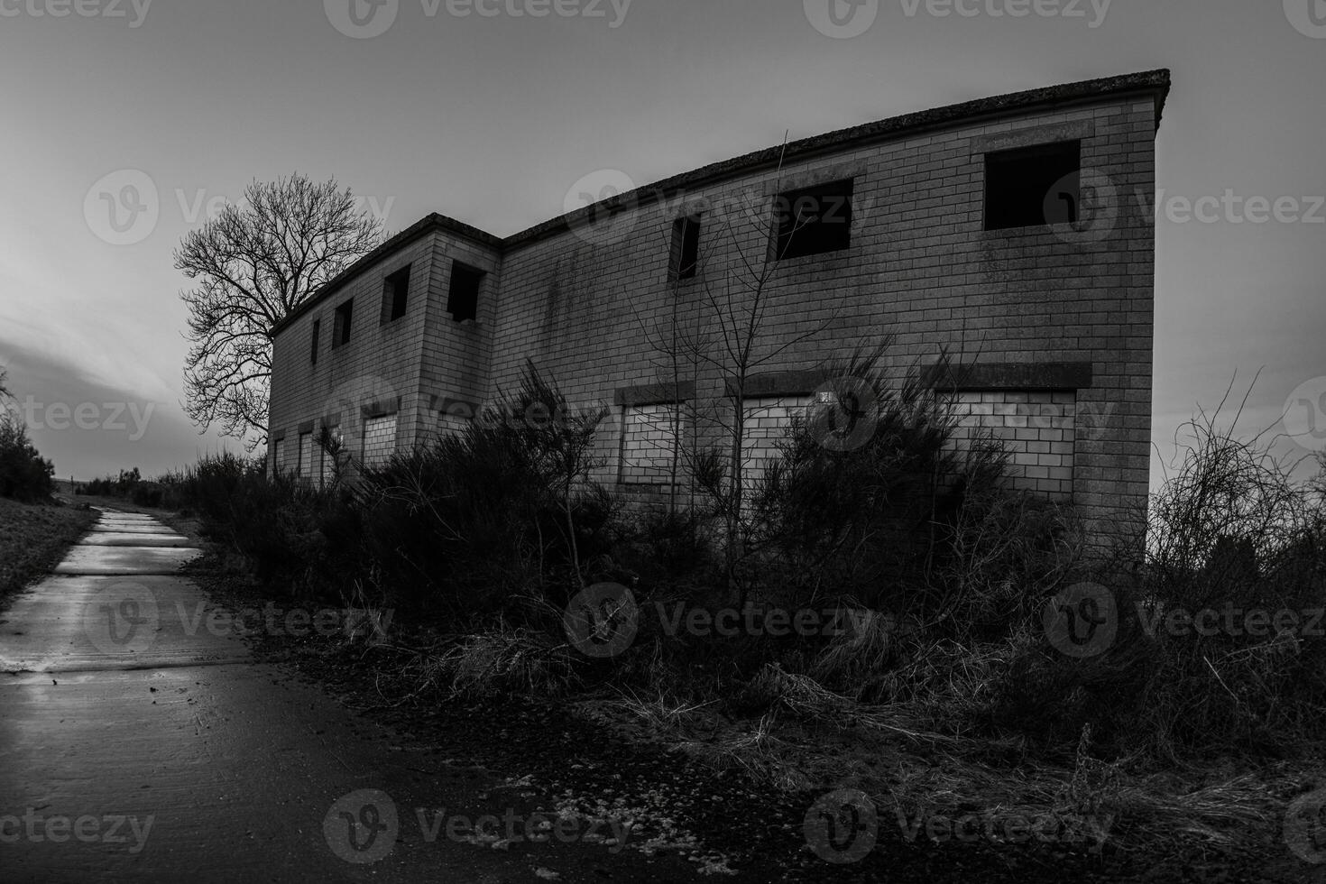 Ghost town Wollseifen in black and white with abandoned buildings 1 photo