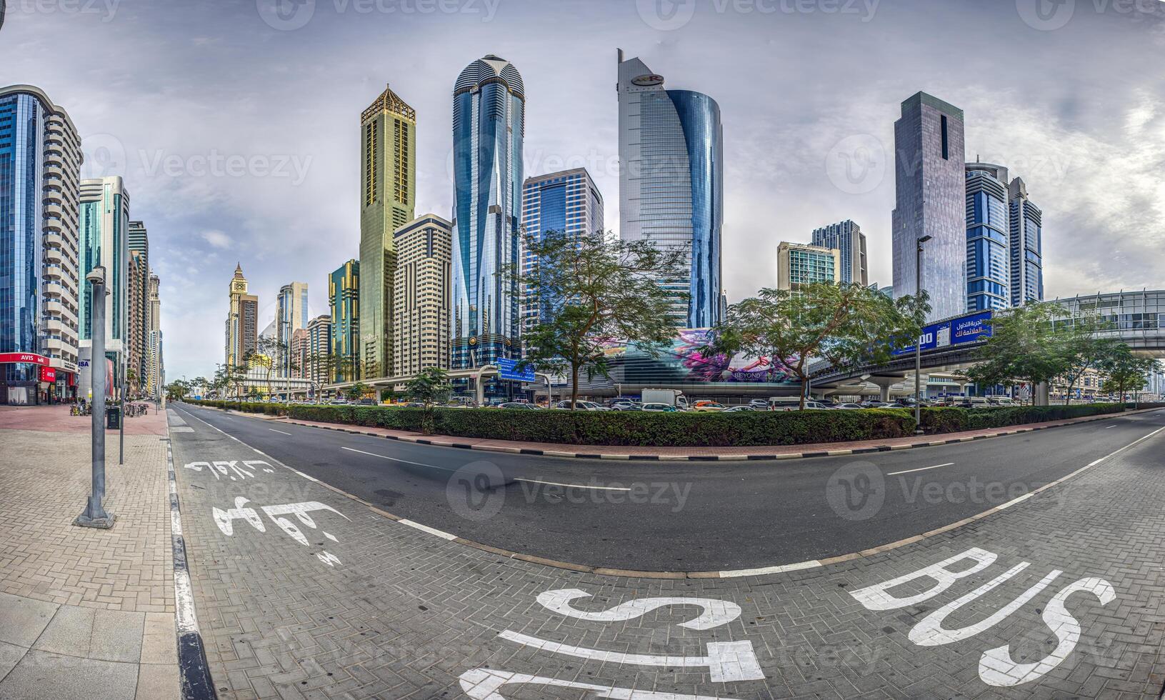 Dubai skyline with Sheik Zayed Road and skyscrapers. Modern architecture and urban lifestylev during daytime 1 photo