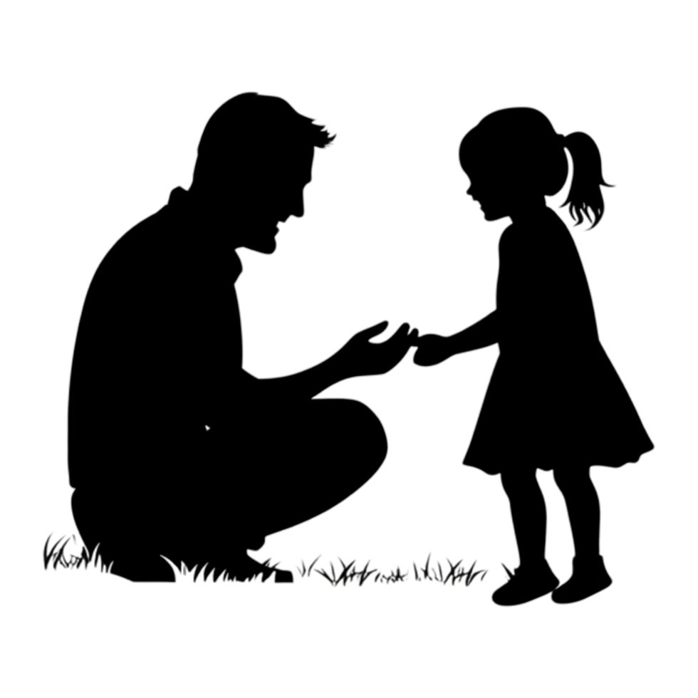 Dad and Daughter Silhouette Design on Transparent Background png