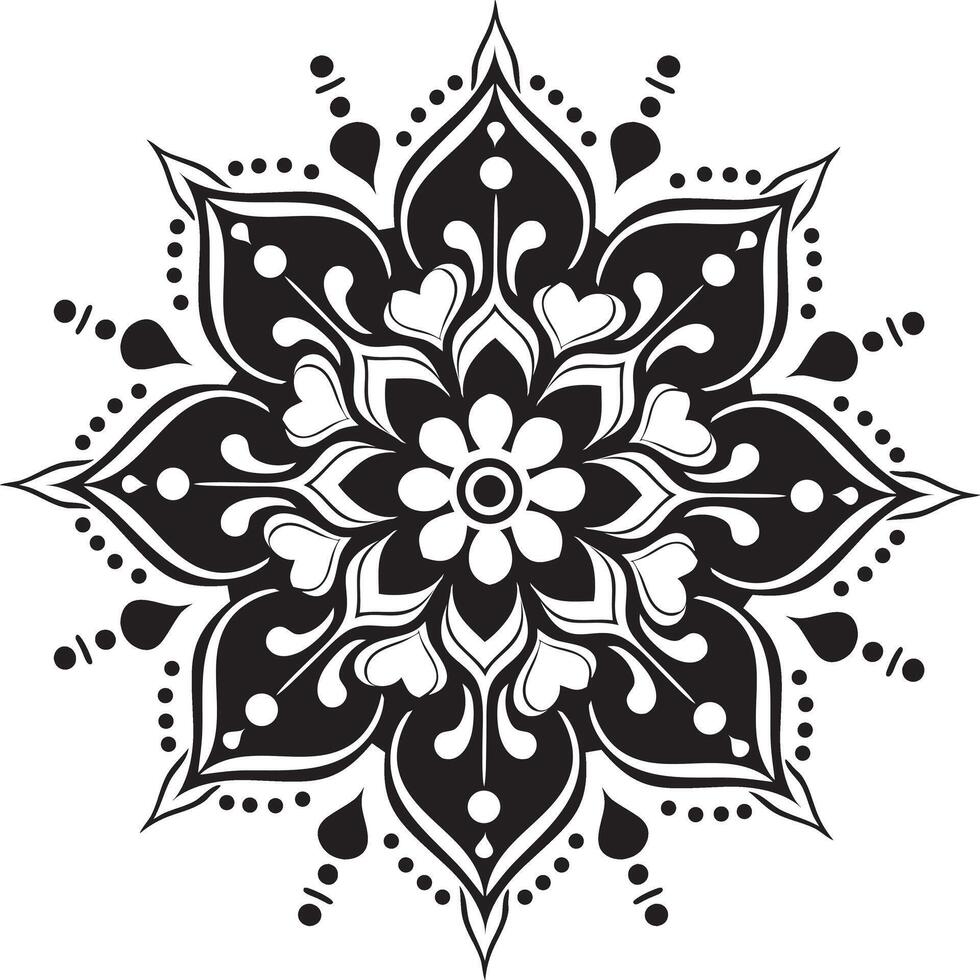 a black and white flower design with a white border vector