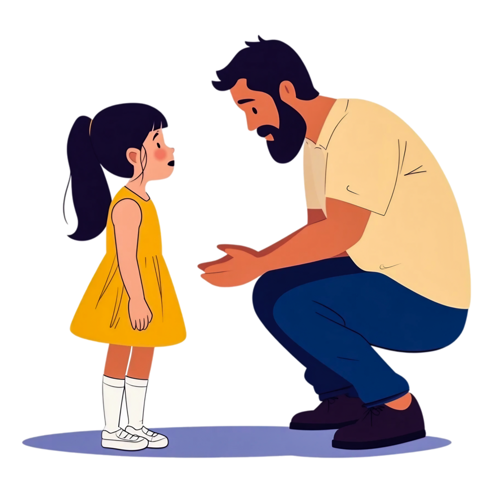 Parent and Sad Daughter Scene on Transparent Background png