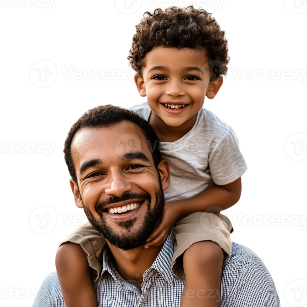 Smiling Father and Son on Transparent Background png