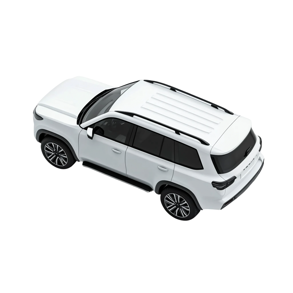 White SUV High Detail Isometric View on Transparent Background png