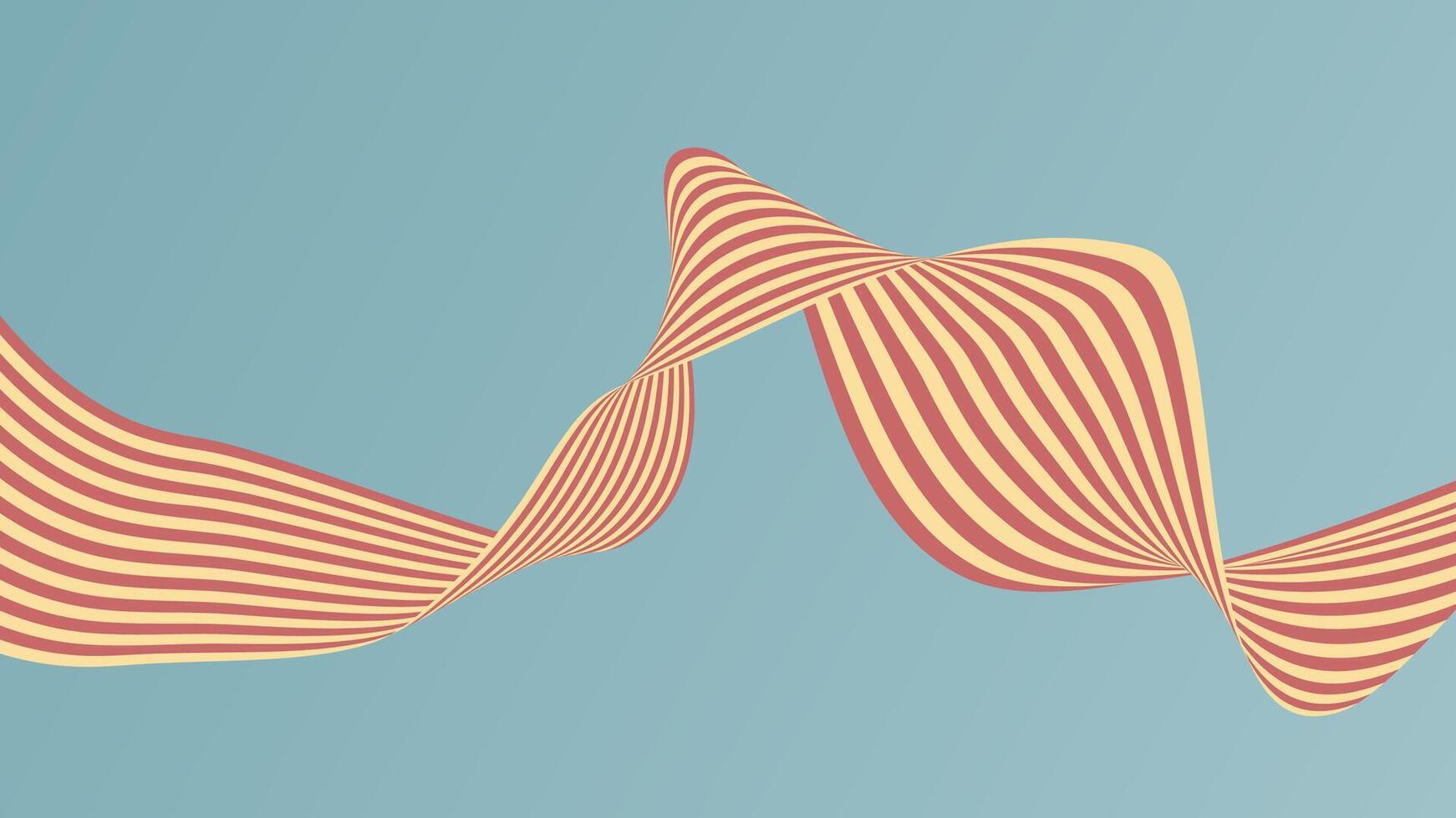 Abstract Dynamic 3D line wave art background, pastel color retro style vector