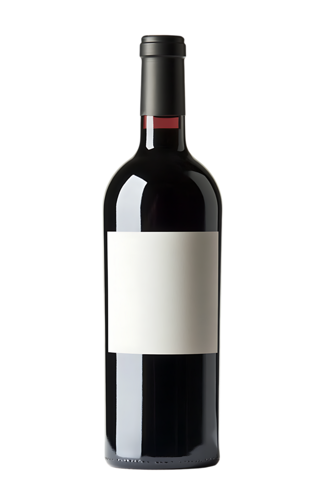 Elegant red wine bottle mockup blank label design template drink black on transparent background png