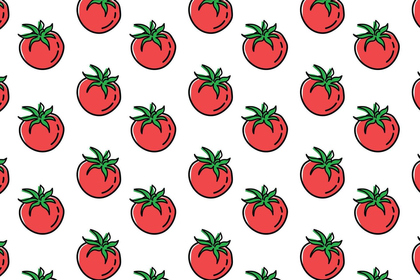 Pattern of red delicious tomatoes in doodle style, for use as wrapping paper wallpaper or background vector