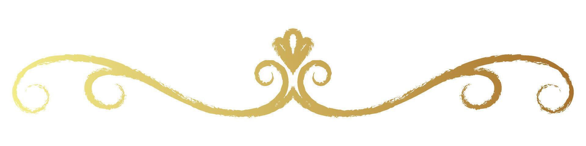 Luxurious vintage gold strokes for stylish text dividers on white paper. vector
