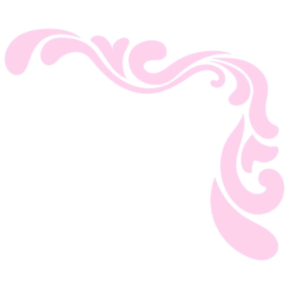 Decorative vintage pink corners with Baroque water droplets, ideal for frames and card edges. vector