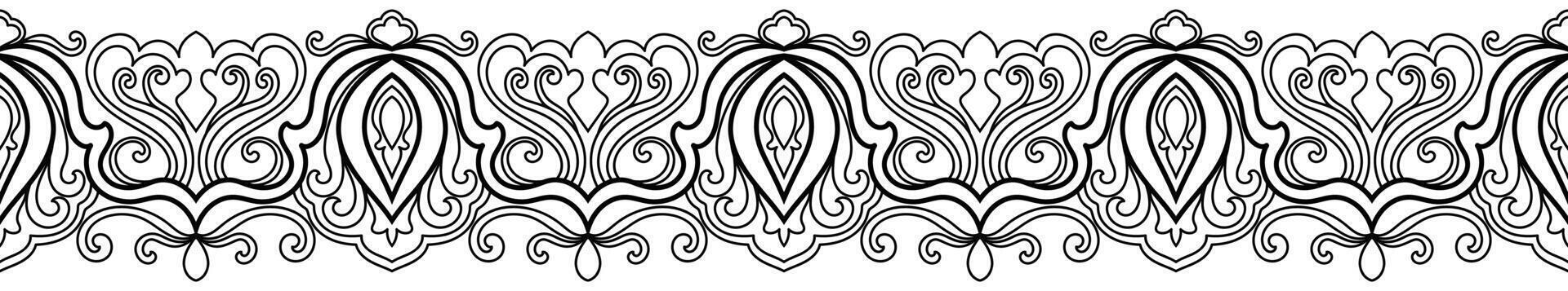 Continuous black line abstract border, perfect for brush strokes and carpet design elements. vector