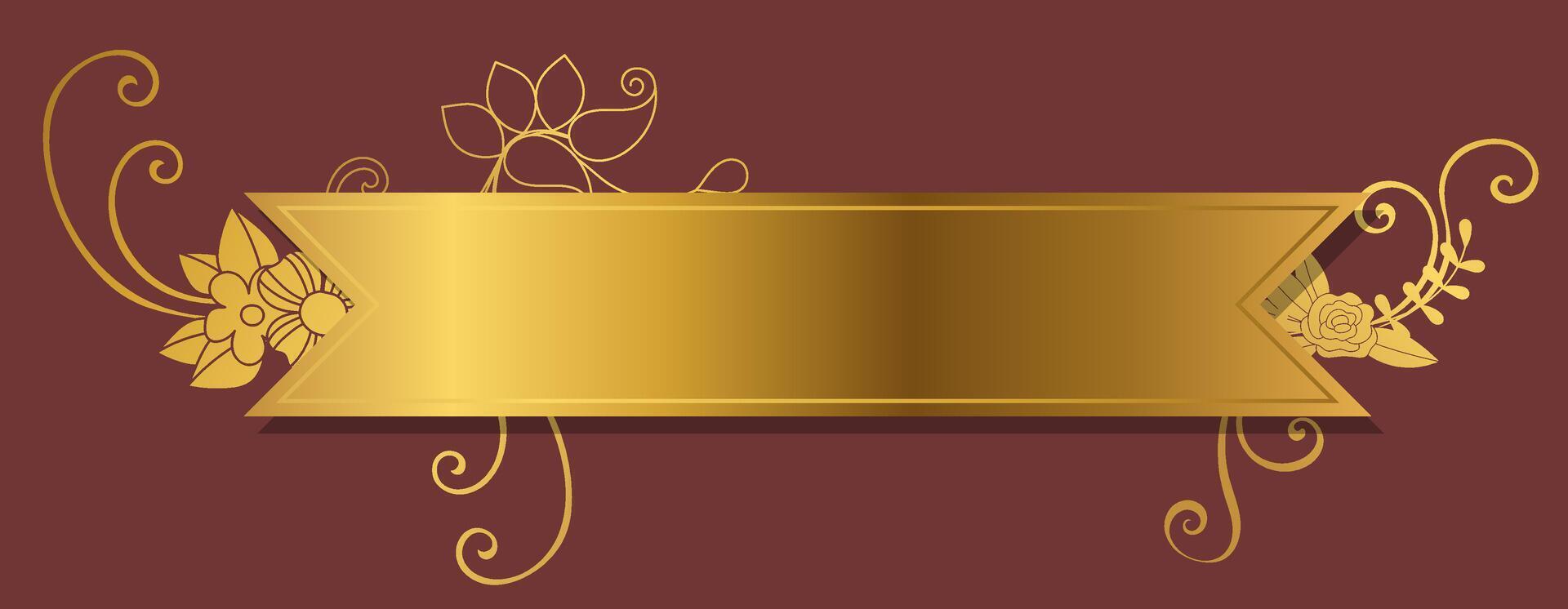 Golden name tag and message box, beautifully decorated with abstract floral patterns for a sophisticated touch. vector