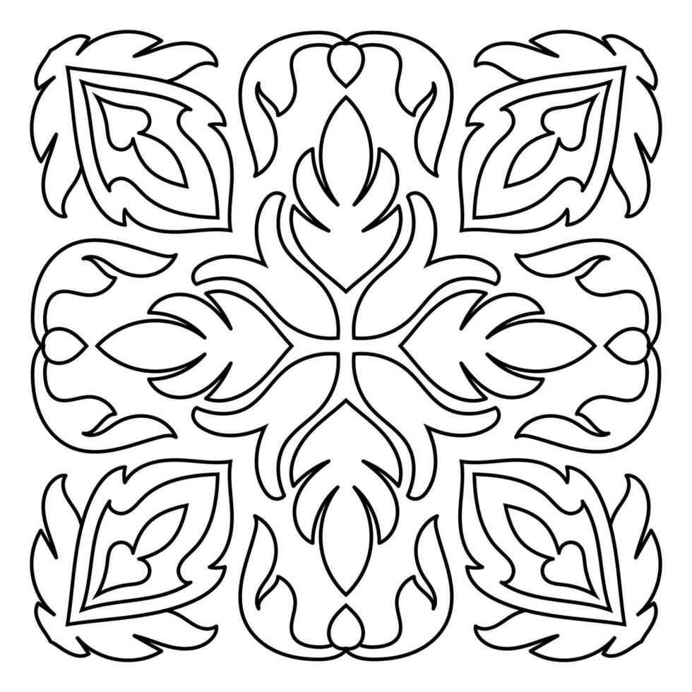 Delicate mandala line art, artistic floral patterns, decorative black and white patterns vector