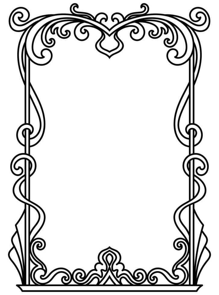 Ornamental abstract border with timeless black line art. vector