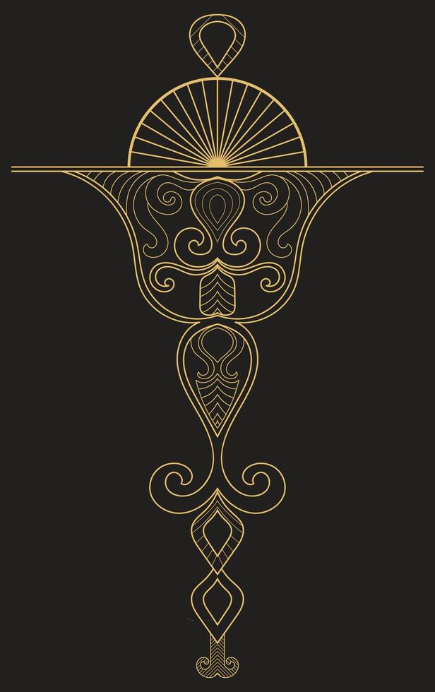 Vintage golden pattern ornaments featuring abstract golden lines as decorative elements. vector