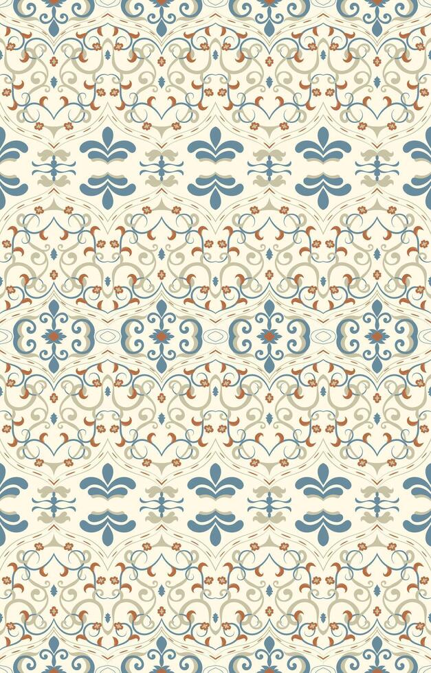 Continuous ethnic tribal design with intricate swirling lines, perfect for wallpaper or fabric. vector
